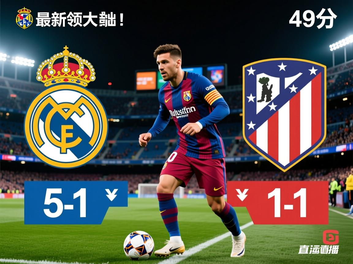 随着皇马5-1、马竞1-1，西甲最新排名出炉！巴萨49分领跑